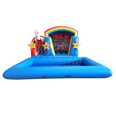 China Best Selling Unicorn Children Inflatable Water Park PVC Inflatable Bouncer Slide Backyard Wet Slide With Pool for sale