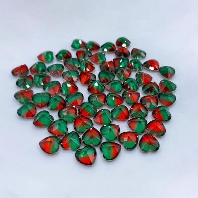 China Bothwin Whosale Color Play or Fire Lab Created Natural Loose Gemstone Heart Shape Green, Red Color Changing Tourmaline for sale