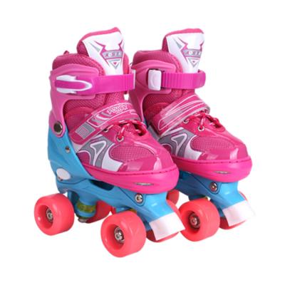 China Outdoor PVC Double Row Roller Skates 4 Wheels Wheel Stripe Shoes Roller Skates for sale