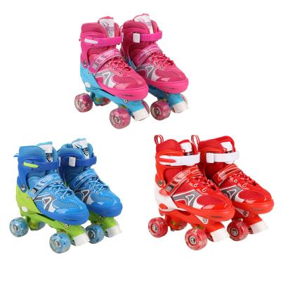 China PVC Double Row Roller Stripes Four Wheel Outdoor Instant Skate Shoes Roller Skates for sale