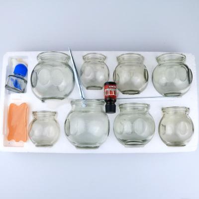 China Massage Cupping Vacuum 8 Cups Set Chinese Traditional Medical Glass Cupping Vacuum Apparatus for sale