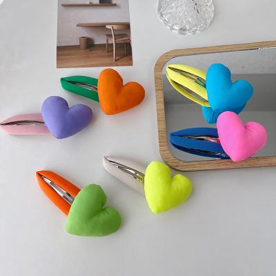 China Cute New Heart Hair Key Hair Clip Fashion Contrast Color Cloth Children's Hair Accessories for sale