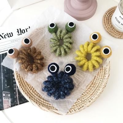 China Plush phone line cute cartoon high quality/new winter spring factory colorful hair rope hair circle frog eyes elastic hair band for sale