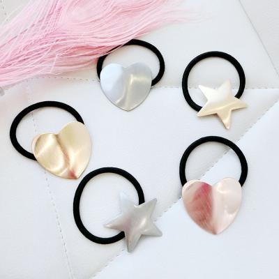 China High Quality Heart Shaped/Factory Source Metal Sequin Five Pointed Star Elastic Hair Band Gold Plated Geometric Black Hair Ring Rope for sale