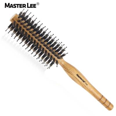 China Nondisposable Custom Masterlee Logo Boar Bristle Round Styling Hair Brush Blow Dryer And Curling Roll Hair Brush With Natural Wood Handle for sale