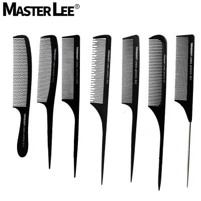 China Masterlee Custom Logo Carbon Fiber 12 Sizes Haircut Comb Hairdressing Comb Set Nondisposable for sale