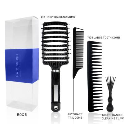 China Nondisposable Hot Sale Nondisposable Wide Comb Tooth Comb Custom Made Masterlee Boar Hair Bristle Hair Brush Set for sale