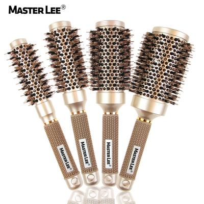 China Masterlee Logo 4 Size Nondisposable High Quality Custom Hair Boar Straighten Ceramic Brushes Round Comb for sale