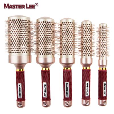 China Masterlee 360 ​​Nylon Ceramic Custom Logo Wave Brush Hairdressing Comb Round Hair Brush Nondisposable for sale