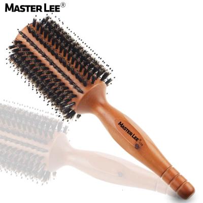 China Masterlee Nondisposable Custom Logo Professional Boar Stiffens Non-Slip Wooden Thermal Hair Brushes for sale