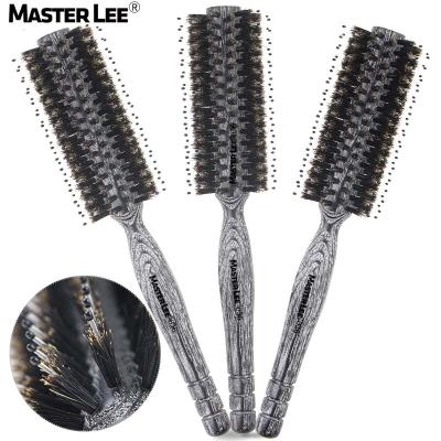 China Nondisposable Custom Boar Wood Bristle Hair Brush Custom Logo Masterlee Hair Brush Round Wave Brush for sale