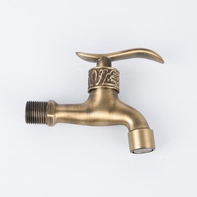 China Durable Antique Brass Hot And Cold Water Faucet Washing Machine Outdoor Faucet With Decorative Wall Flange for sale