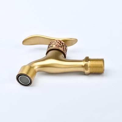 China Antique Style New Contemporary Hot Sale Design Mounted Beautiful Design Gold Brass Faucet Single Cold Water Faucet Bathroom Decoration for sale