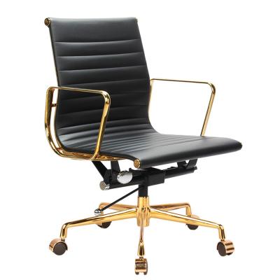 China Classic Office Chair (Height) Full Adjustable Leather Back High Swivel With Gold Base for sale