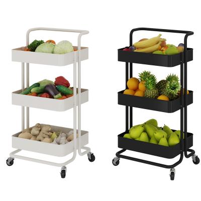 China Sustainable Steel Metal Material Kitchen Storage Trolley Cart With 3 Tier Rolling for sale