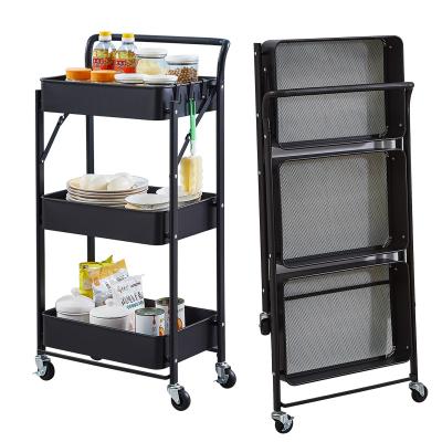 China Viable Good Quality Fashion 3 Tier Metal Rolling Cart Storage Racks And Holders for sale