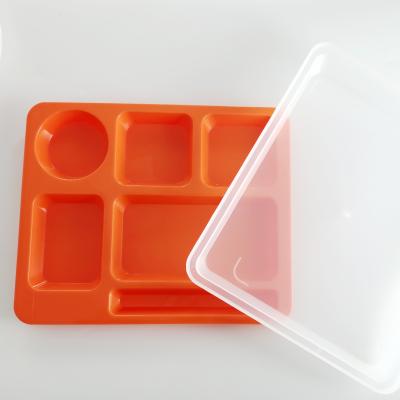 China Rectangular Lunch Tray Plastic Divided Plates Viable Reusable Melamine for School Lunch Trays for sale