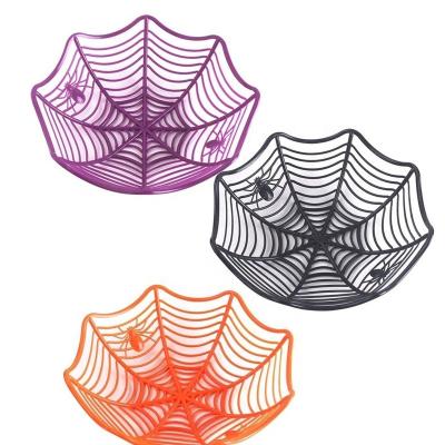 China Plastic Halloween Spider Web Basket Plastic Cups for Halloween Trick or Treat Hand Candy Holder Grab Cups for sale