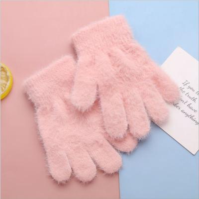 China The new autumn and winter knitting plush knit gloves solid color and thick children's gloves manufacturers wholesale for sale