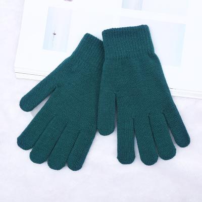 China Simple classic knitted solid color gloves for men and women simple warm pure plush winter solid color woolen gloves for sale