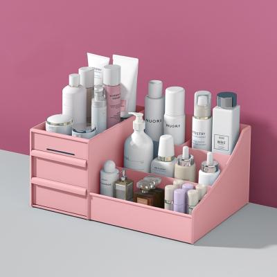 China 2023 Viable New Three Layer Drawer Makeup Jewelry Organizer Desktop Lipstick Cosmetic Organizer Storage Box for sale