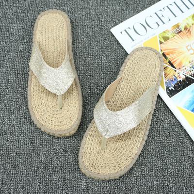 China Wholesales Women Breathable Shoes Bohemia Summer Strap Rubber and Hemp Upper Sole Sandals Beach Slippers for sale