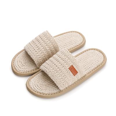 China Flip Flops Light Home Linen Breathable Women Summer Hemp Casual Flat Slippers For Ladies for sale