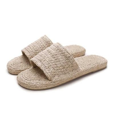 China Fashion Breathable Hemp Women Summer Wear Outer Slippers Tend Casual Slippers For Home for sale