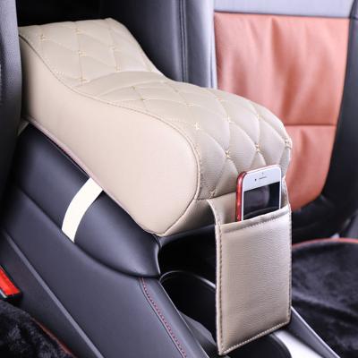 China Universal Armrests Car Armrest Pad Luxury Leather Center Console Handrail Box Cover Auto Increase In Waist Armrest Pad for sale