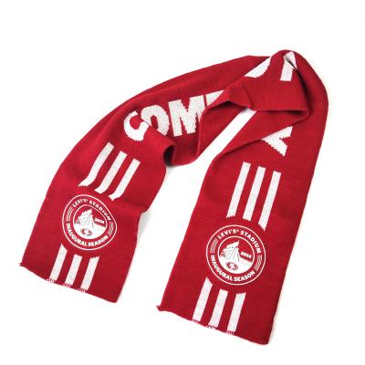 China Knit promotional high quality fluffy felt yarn knit acrylic scarf with knit and printed logos for sale