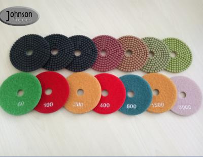 China 100mm Diamond Stone Polishing Pads / Wet Granite Polishing Pads for sale