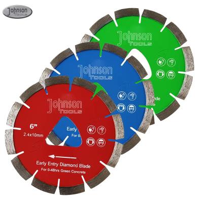 China Soff Cut Laser Welded 6 Inch Diamond Saw Blades For Green Concrete Cutting for sale