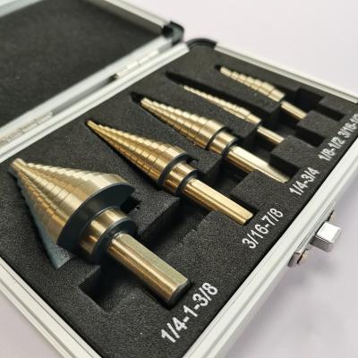 China 5pcs HSS Titanium Step Cone Taper Triangle Shank Drill Bit for sale