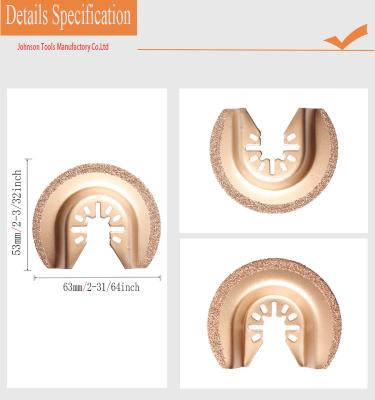 중국 석공술, 그라우트, 타일과 건식 벽체를 위한 절단 블레이드를 오실레이션시키는 63 밀리미터 반원형 카바이드 다이아몬드 다중-도구 판매용
