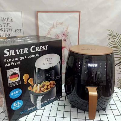 China Hotel No Oil Cooking Electric Crest Deep Air Fryer Silver Airfryer 6L for sale