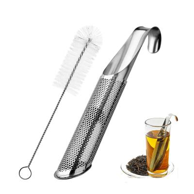 China Stainless Steel Long-Handle Spice Strainer Mesh Pipe Tea Infuser for Kitchen Supplies for sale