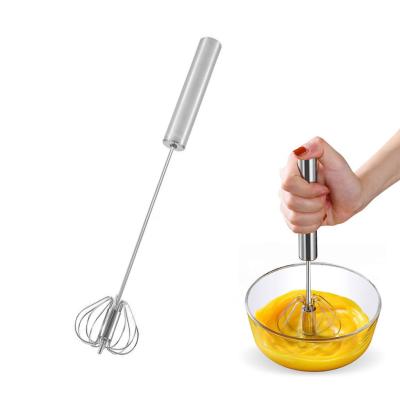 China Customized Color Hand Push Mixer Cream Whipper Rotating Semi-Automatic Stainless Steel Egg Beater for sale