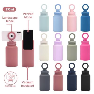 China Sports Insulated Stainless Steel Water Bottle with Cell Phone Mount Stand Magnetic Holder Sustainable for sale