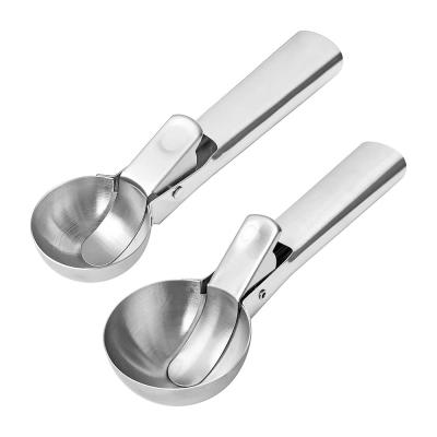 China Kitchen Tools Stainless Steel Ice Cream Scoop with Easy Trigger Custom Logo and 4.8*18cm for sale