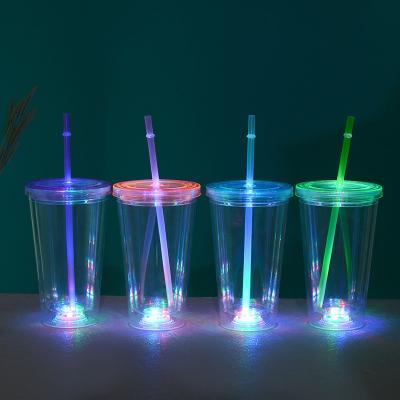 China 16 oz Led Drink Drinking Party Water flitsende lichten Light Up Cup Plastic Led Double Wall Tumbler Te koop