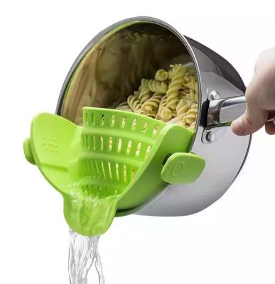 China Adjustable Snap N Strain Pot Strainer and Pasta Strainer Flexible Silicone Material for sale