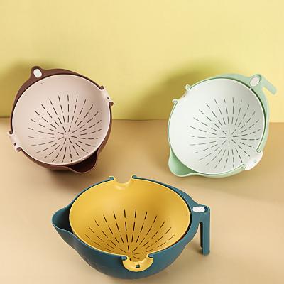 China Versatile Cleaning 2-in-1 Plastic Colander Strainer Bowl Sets for Fruits and Vegetables for sale