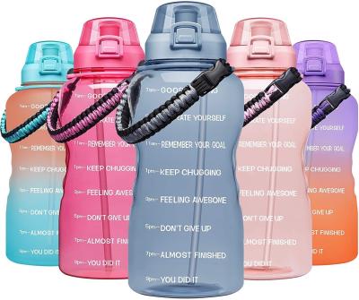 China Motiverend waterflesje voor gymsport Tijdmarker Frosted Plastic Eco BPA Free Te koop