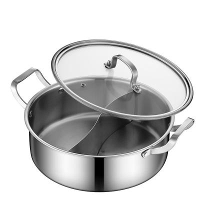 China Cocina de inducción de acero inoxidable chino de 2 compartimentos de 26 cm Ollas de almacenamiento caliente con tapa en venta