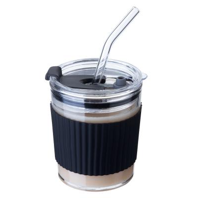 China Coffee Mugs Portable Female Entourage Cold Milk Tea Glass with Handle and straw lid for sale