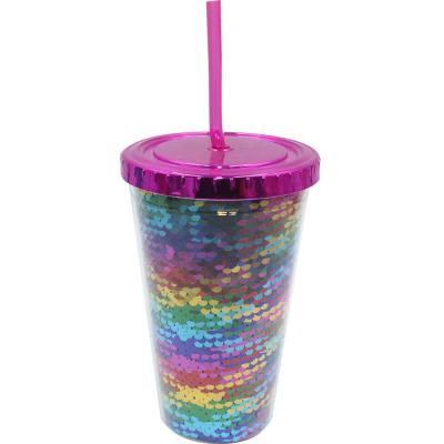 Chine Logo personnalisé Glitter Tumbler avec paille et couvercle pour l'eau coulant avec revêtement anti-corrosion à vendre