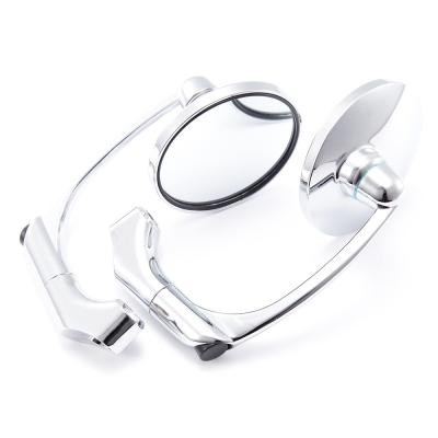 China ABS+METAL Motorcycle Black/Chrome Har-grazing Motors Round Retro Rearview Side Mirrors for sale