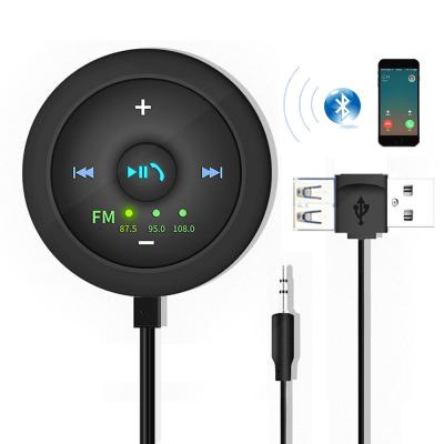 China AUX audio adapter. car mp3 player stereo wireless BT 5.0 FM transmitter 3.5mm with USB U disk music play for power for sale