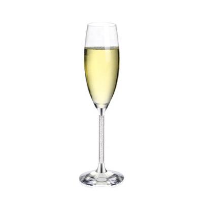 China Champagne Flutes 2021 Modern With Tall Lead Free Titanium Sparkle Glass Crystal Diamond Filled Long Stem Toasting Glassware for sale