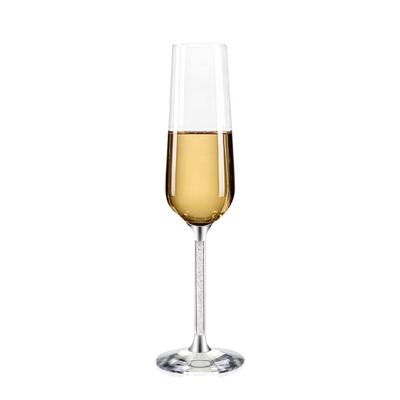 China Modern Hand Blown Unbreakable Glass Champagne Martini Margarita Cocktail Flute Wine Glass Cup 210ml With Diamond for sale